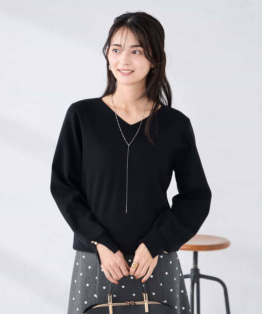 K2FBD71044 a.v.v(アー・ヴェ・ヴェ) 【WEB限定】Vネックパフスリーブニット ピンク