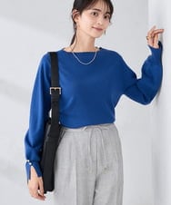 K2FBD72044 a.v.v(アー・ヴェ・ヴェ) 【WEB限定】ボートネックパフスリーブスプリングニット ブルー