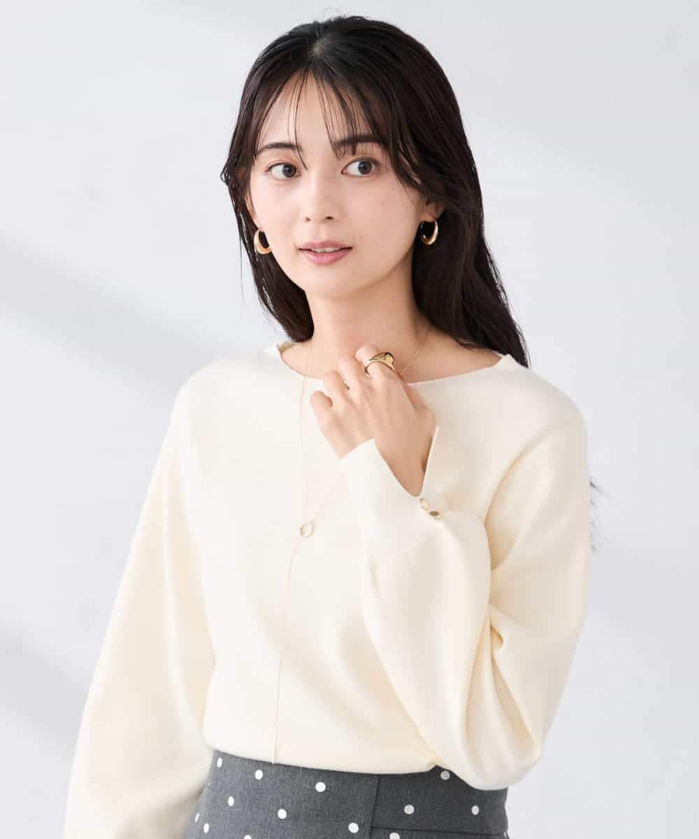 K2FBD72044 a.v.v(アー・ヴェ・ヴェ) 【WEB限定】ボートネックパフスリーブスプリングニット ブラック