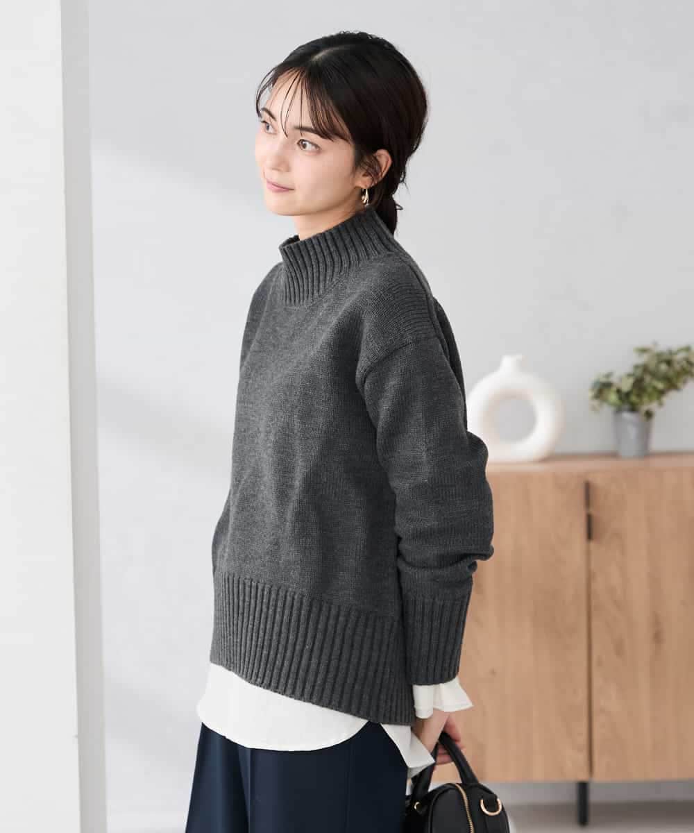 K2FBD73044 a.v.v(アー・ヴェ・ヴェ) 【WEB限定】クロップドバックスリットニット ダークグレー