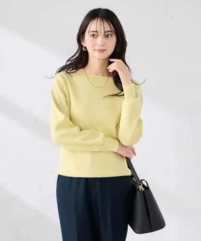 K2FED69039  【WEB限定/洗える/UVカット】ボートネックパフスリーブニット