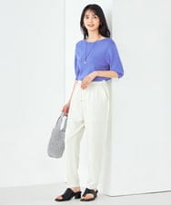 K2FGA69039 a.v.v(アー・ヴェ・ヴェ) 【接触冷感/UVカット/洗える】ボートネックハーフスリーブ美ラクるサマーニット ピンク