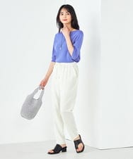 K2FGA69039 a.v.v(アー・ヴェ・ヴェ) 【接触冷感/UVカット/洗える】ボートネックハーフスリーブ美ラクるサマーニット ピンク