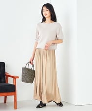 K2FGA69039 a.v.v(アー・ヴェ・ヴェ) 【接触冷感/UVカット/洗える】ボートネックハーフスリーブ美ラクるサマーニット ピンク