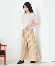 K2FGA69039 a.v.v(アー・ヴェ・ヴェ) 【接触冷感/UVカット/洗える】ボートネックハーフスリーブ美ラクるサマーニット ピンク