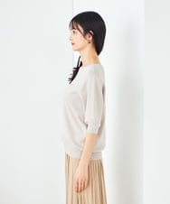 K2FGA69039 a.v.v(アー・ヴェ・ヴェ) 【接触冷感/UVカット/洗える】ボートネックハーフスリーブ美ラクるサマーニット ピンク
