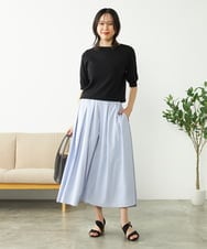 K2FGA69039 a.v.v(アー・ヴェ・ヴェ) 【接触冷感/UVカット/洗える】ボートネックハーフスリーブ美ラクるサマーニット ピンク