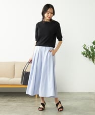 K2FGA69039 a.v.v(アー・ヴェ・ヴェ) 【接触冷感/UVカット/洗える】ボートネックハーフスリーブ美ラクるサマーニット ピンク