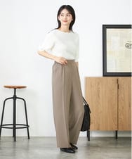 K2FGA69039 a.v.v(アー・ヴェ・ヴェ) 【接触冷感/UVカット/洗える】ボートネックハーフスリーブ美ラクるサマーニット ピンク
