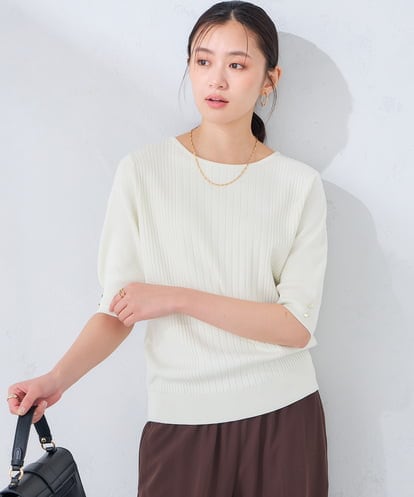 K2FGD38044  【接触冷感/UVカット/洗える】針抜きサマーニット