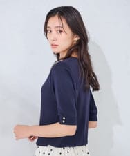 K2FGD79039 a.v.v(アー・ヴェ・ヴェ) ハーフスリーブVネックサマーニット【WEB限定/洗える/接触冷感/UVカット】 ブラック