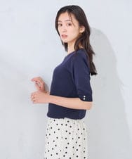 K2FGD79039 a.v.v(アー・ヴェ・ヴェ) ハーフスリーブVネックサマーニット【WEB限定/洗える/接触冷感/UVカット】 ブラック