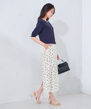 K2FGD79039 a.v.v(アー・ヴェ・ヴェ) ハーフスリーブVネックサマーニット【WEB限定/洗える/接触冷感/UVカット】 ブラック