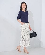 K2FGD79039 a.v.v(アー・ヴェ・ヴェ) ハーフスリーブVネックサマーニット【WEB限定/洗える/接触冷感/UVカット】 ブラック