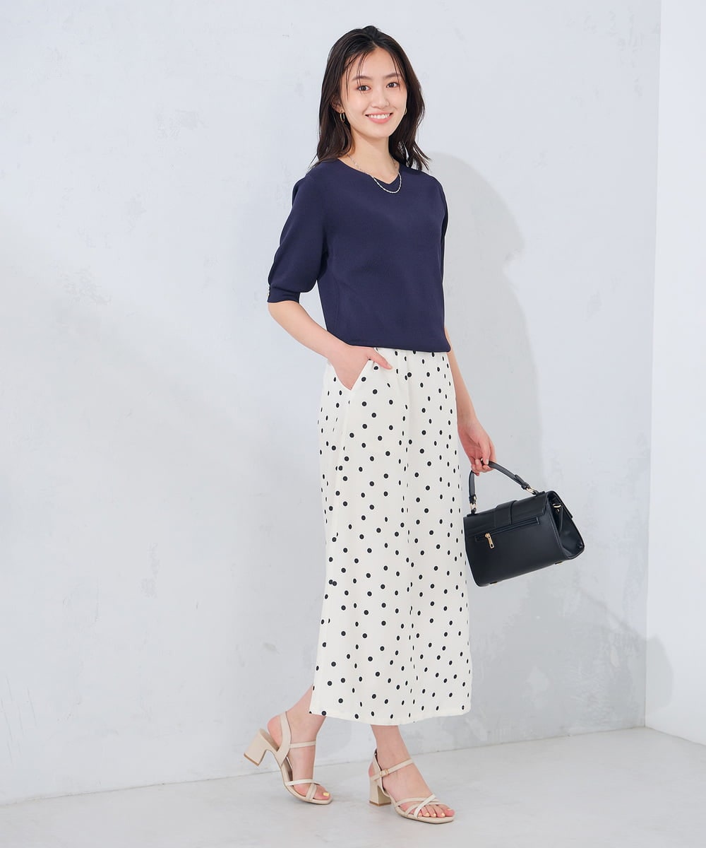 K2FGD79039 a.v.v(アー・ヴェ・ヴェ) ハーフスリーブVネックサマーニット【WEB限定/洗える/接触冷感/UVカット】 ブラック