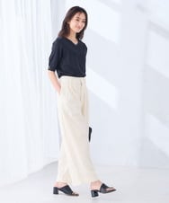 K2FGD79039 a.v.v(アー・ヴェ・ヴェ) ハーフスリーブVネックサマーニット【WEB限定/洗える/接触冷感/UVカット】 ブラック