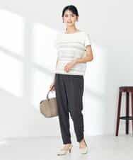 K2FHA30039 a.v.v(アー・ヴェ・ヴェ) 【接触冷感/UVカット】フレンチスリーブ美ラクるサマーニット ブルー