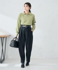 K2FKA16044 a.v.v(アー・ヴェ・ヴェ) 襟付きスキッパーニット グリーン