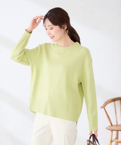 K2FKD45044  バックスリット クルーネックニット 【洗える】