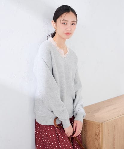 K2FLD22059 a.v.v 【雑誌InRed(宝島社)11月号掲載】レースネック ニット