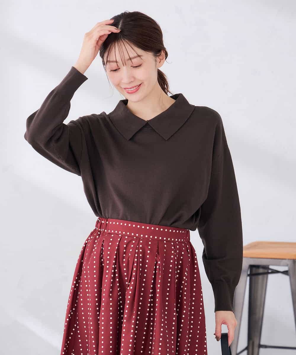 K2FLD28049 a.v.v(アー・ヴェ・ヴェ) 前後2WAY ロールネック ニット レッド