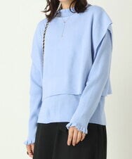 K2FLP23059 a.v.v(アー・ヴェ・ヴェ) 2SETショートニットベスト/プチフリルリブニット ライトブルー