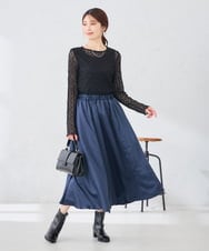 K2HJD04069 a.v.v(アー・ヴェ・ヴェ) 【2WAY/洗える】シアーチェックリバーシブルスカート グリーン