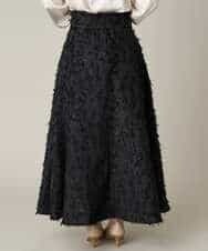 K2HLS17059 a.v.v(アー・ヴェ・ヴェ) フリンジジャガードフレアスカート ブラック
