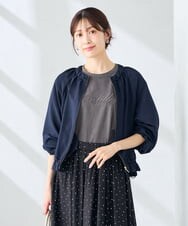 K2JFD02089 a.v.v(アー・ヴェ・ヴェ) 【UVカット】リネンライクノーカラージップブルゾン【セットアップ対応/アンチピリング】 ネイビー