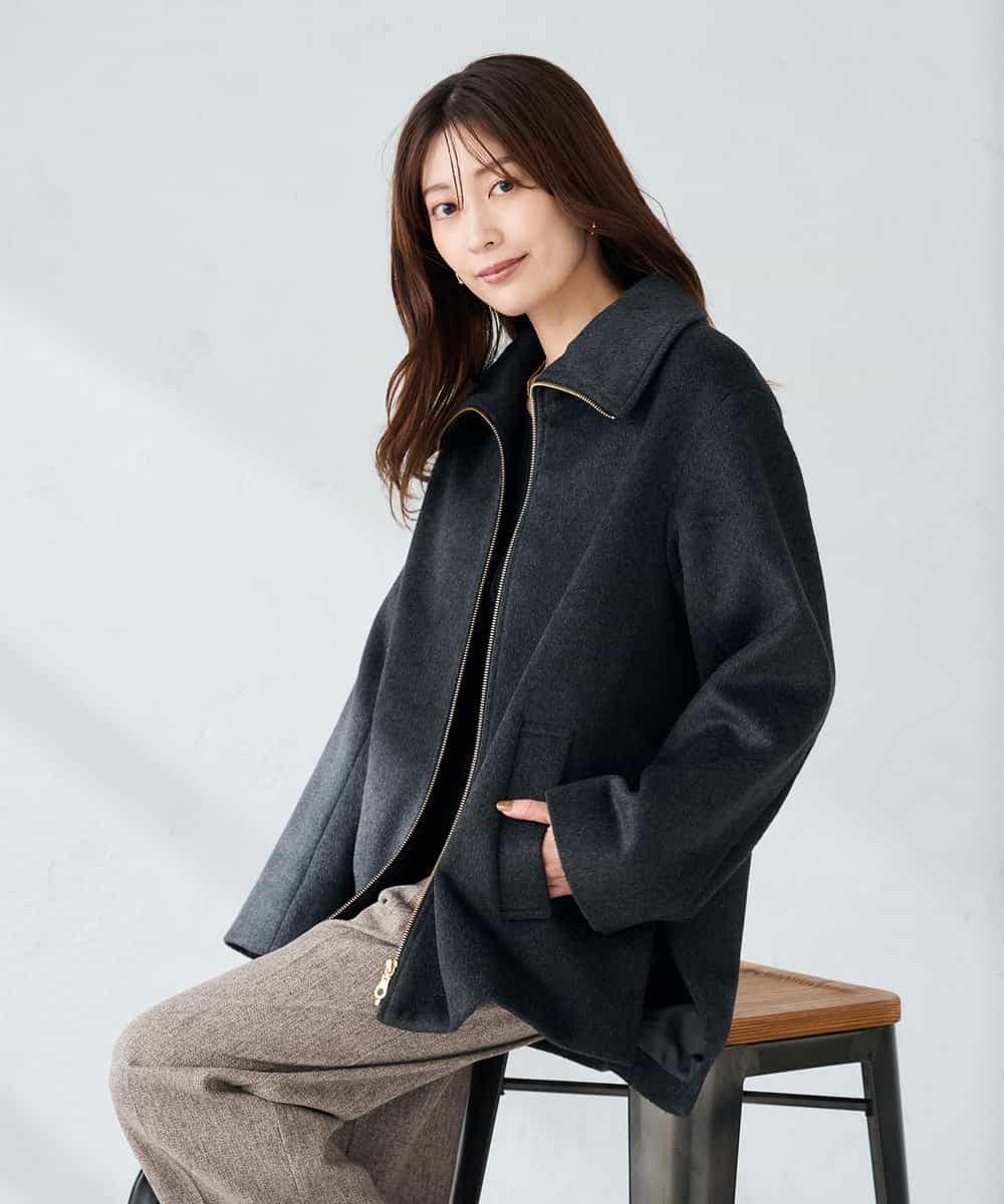 K2JKA18109 a.v.v(アー・ヴェ・ヴェ) ステンカラージップジャケット キャメル