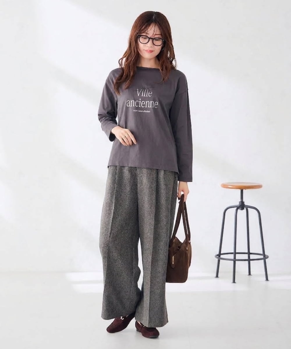 K2KAG15035 a.v.v(アー・ヴェ・ヴェ) アソート ロゴ プリント 長袖 Tシャツ ダークグレー