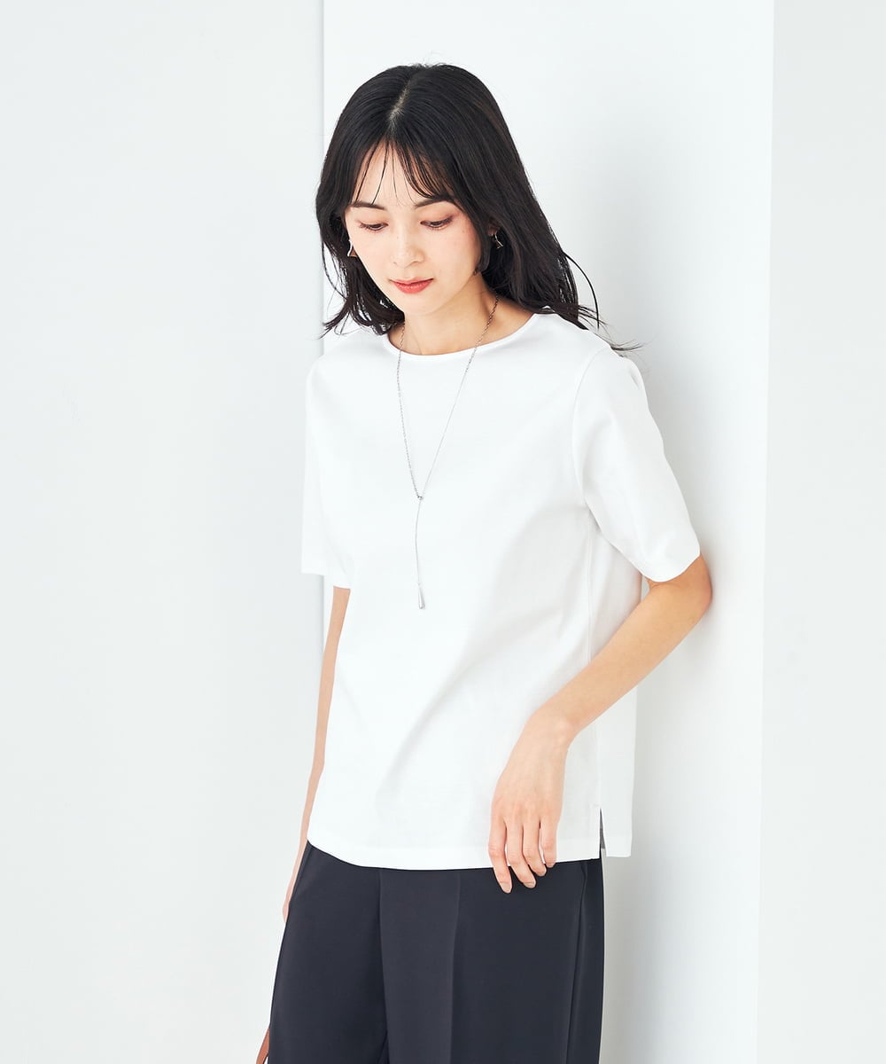 K2KGA50034 a.v.v(アー・ヴェ・ヴェ) 【接触冷感/UVカット】大人のリッチTシャツ ホワイト