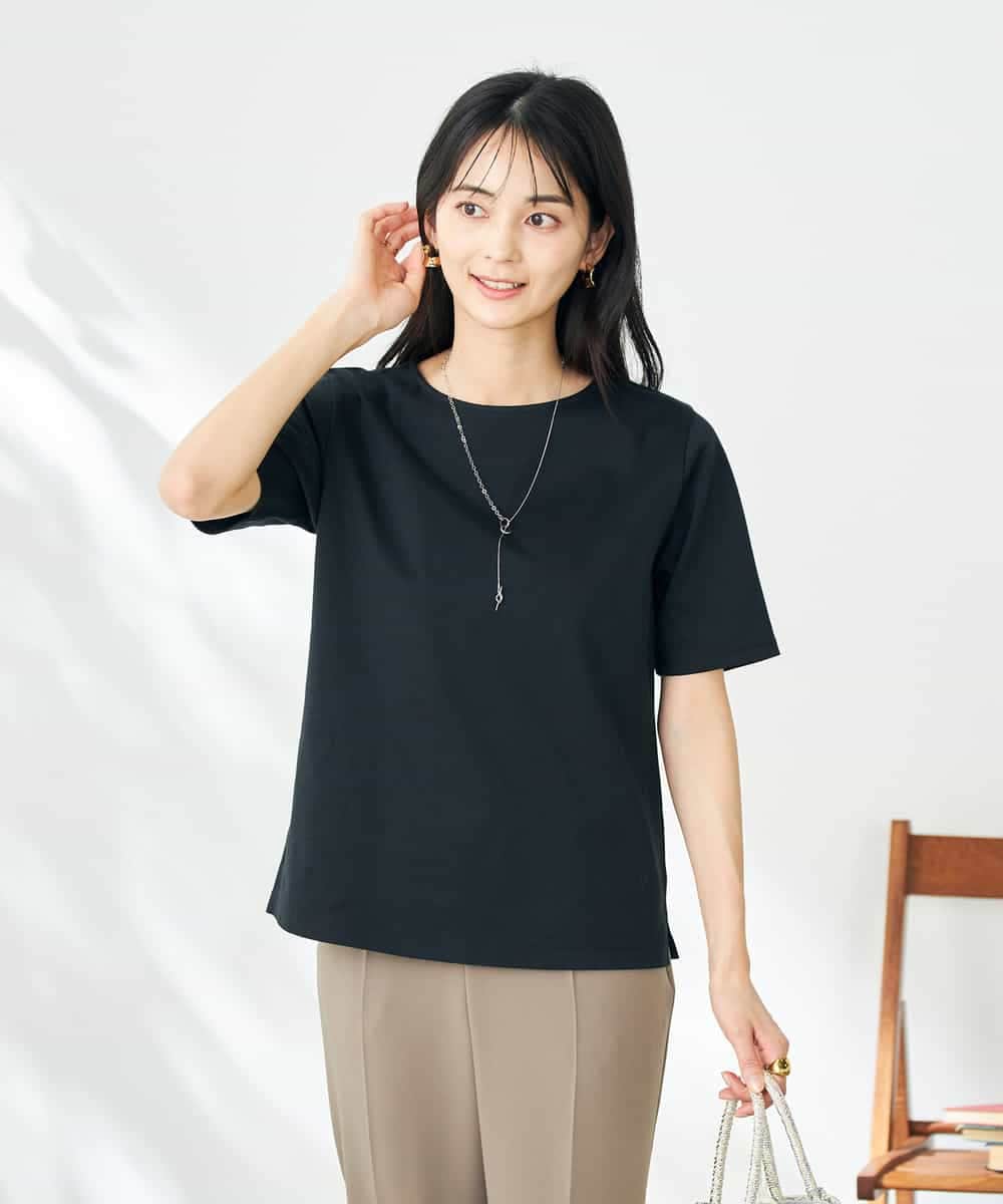 K2KGA50034 a.v.v(アー・ヴェ・ヴェ) 【接触冷感/UVカット】大人のリッチTシャツ ブラック