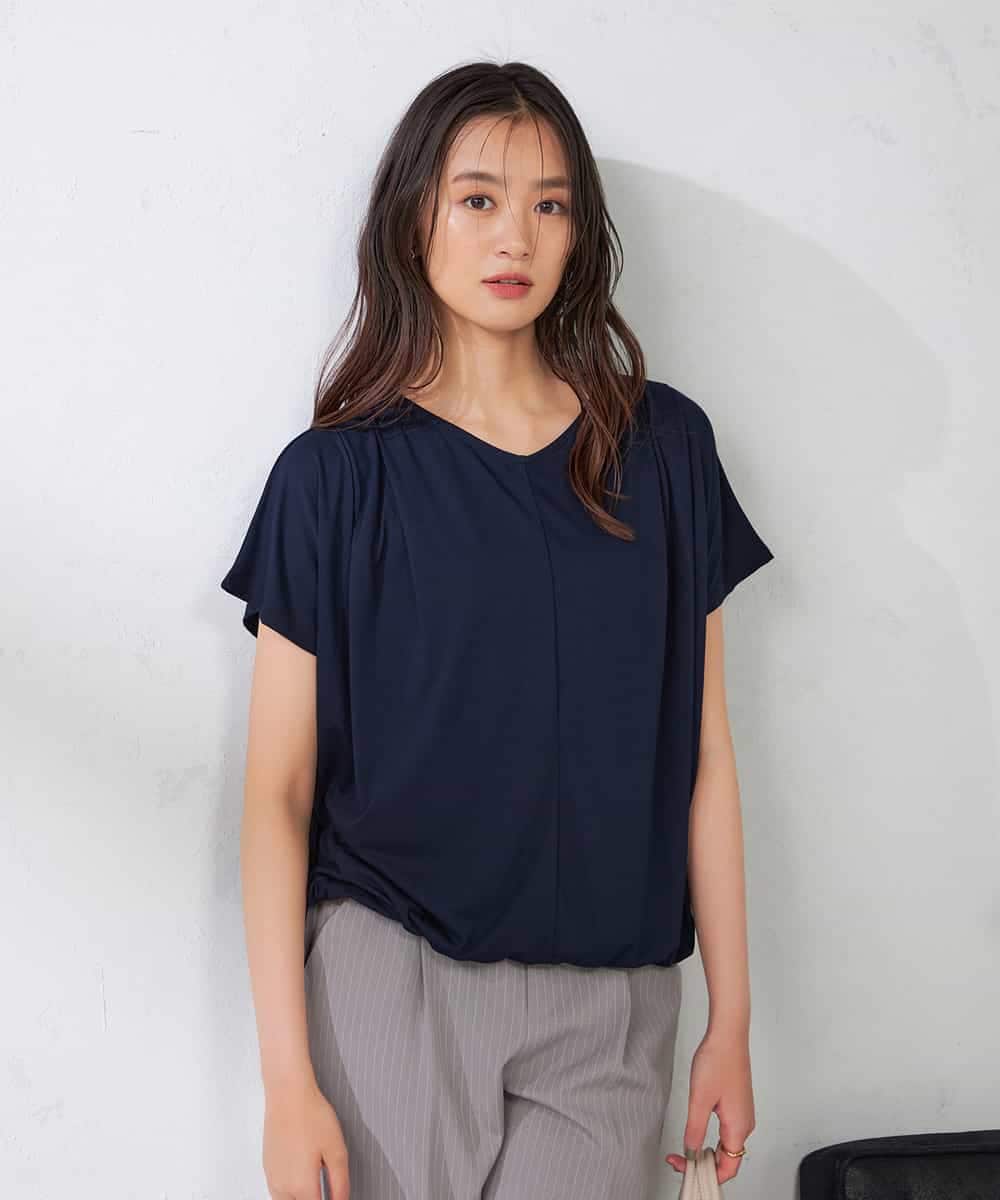 K2KHA47039 a.v.v(アー・ヴェ・ヴェ) 【接触冷感/UVカット/吸水速乾】ドロストヘムカットソー ネイビー