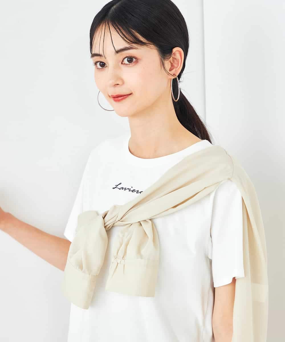 K2KHA54034 a.v.v(アー・ヴェ・ヴェ) 【コットン100%】コンパクト刺繍ロゴTシャツ グレージュ