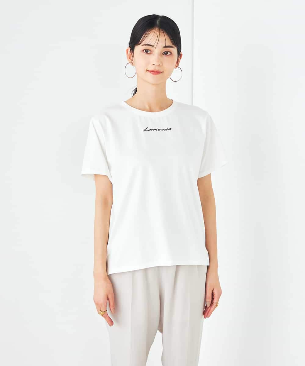 K2KHA54034 a.v.v(アー・ヴェ・ヴェ) 【コットン100%】コンパクト刺繍ロゴTシャツ グレージュ