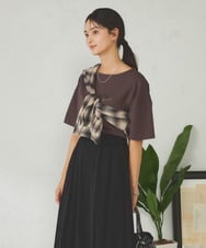 K2KHA68034 a.v.v(アー・ヴェ・ヴェ) 【接触冷感/UVカット】ボートネックロゴTシャツ ピンク