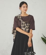 K2KHA68034 a.v.v(アー・ヴェ・ヴェ) 【接触冷感/UVカット】ボートネックロゴTシャツ ピンク