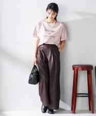 K2KHA68034 a.v.v(アー・ヴェ・ヴェ) 【接触冷感/UVカット】ボートネックロゴTシャツ ピンク