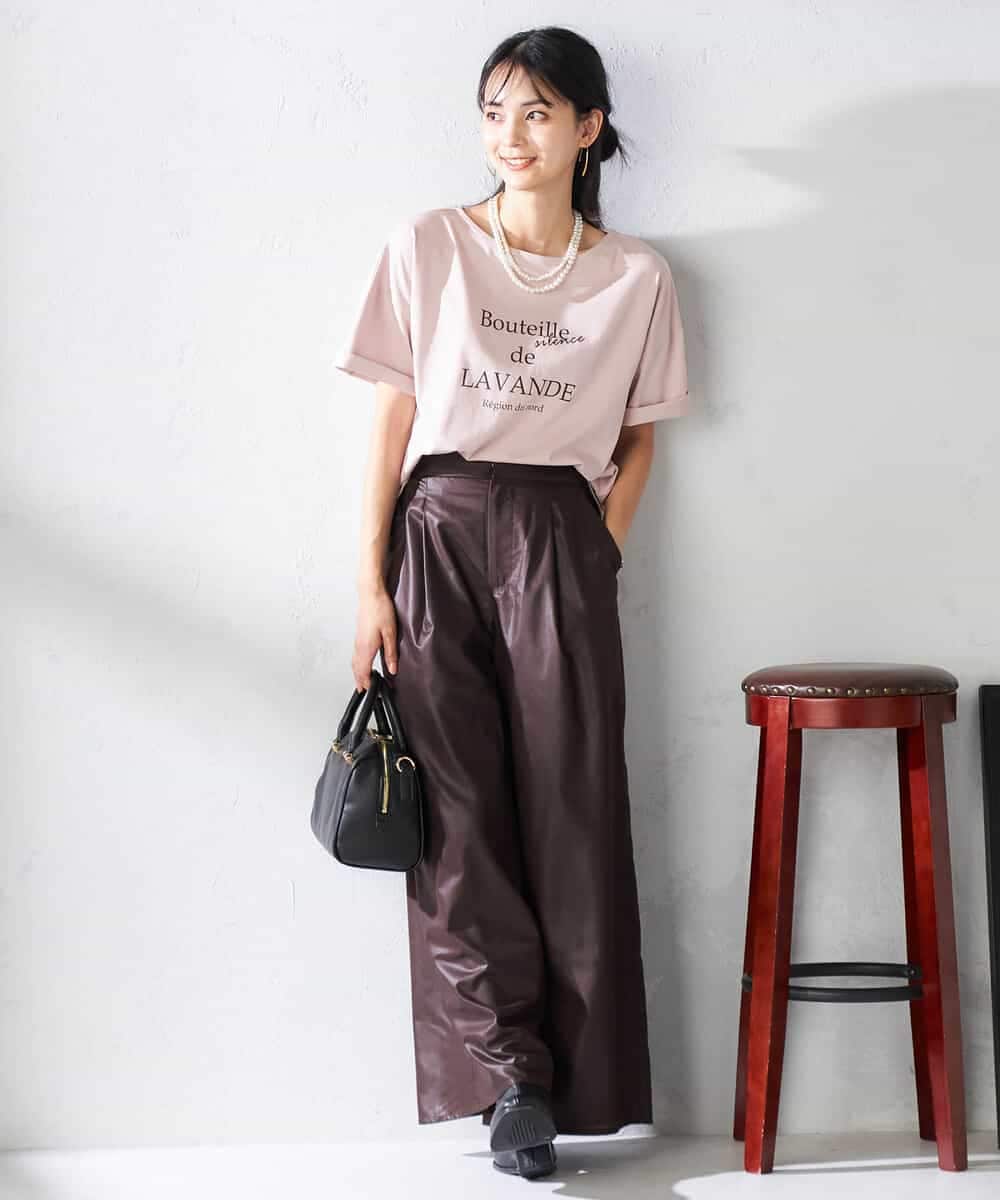 K2KHA68034 a.v.v(アー・ヴェ・ヴェ) 【接触冷感/UVカット】ボートネックロゴTシャツ ピンク