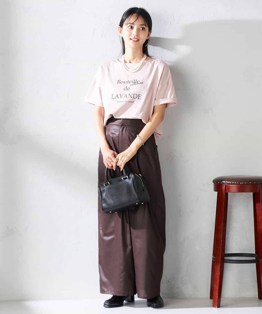 K2KHA68034 a.v.v(アー・ヴェ・ヴェ) 【接触冷感/UVカット】ボートネックロゴTシャツ ピンク