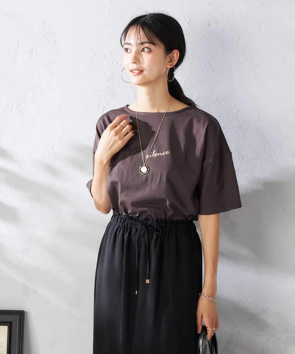 K2KHA68034 a.v.v(アー・ヴェ・ヴェ) 【接触冷感/UVカット】ボートネックロゴTシャツ ピンク