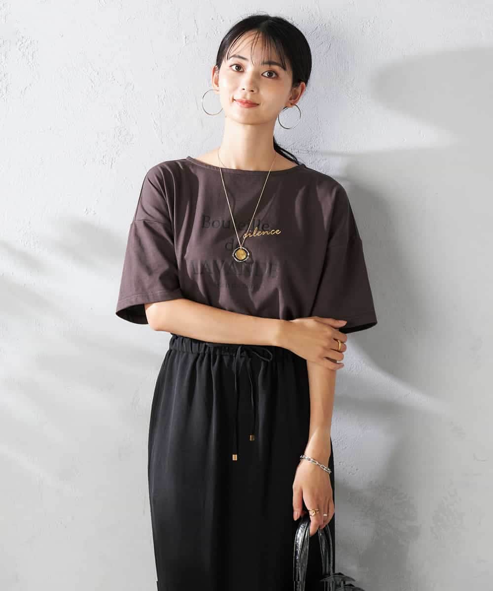 K2KHA68034 a.v.v(アー・ヴェ・ヴェ) 【接触冷感/UVカット】ボートネックロゴTシャツ ピンク