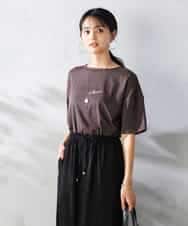 K2KHA68034 a.v.v(アー・ヴェ・ヴェ) 【接触冷感/UVカット】ボートネックロゴTシャツ ブラウン