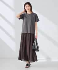 K2KHD54029 a.v.v(アー・ヴェ・ヴェ) 【接触冷感/UVカット/コットン100%】コンパクトロゴTシャツ グレージュ