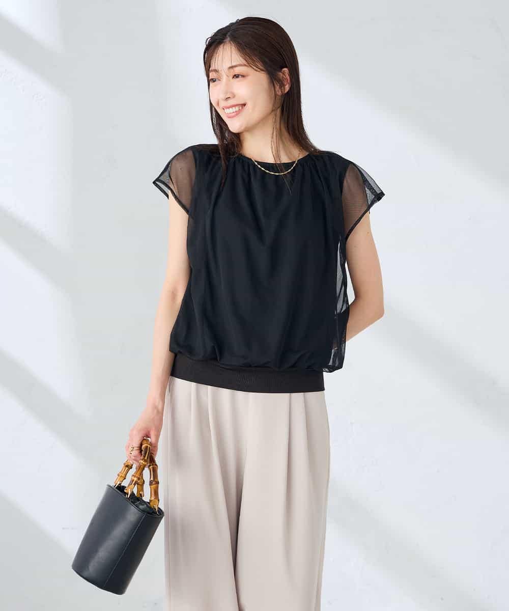 K2KHD63044 a.v.v(アー・ヴェ・ヴェ) チュールレイヤードトップス ライトグレー
