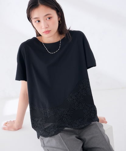 K2KID33044 a.v.v ウェーブレースヘムTシャツ
