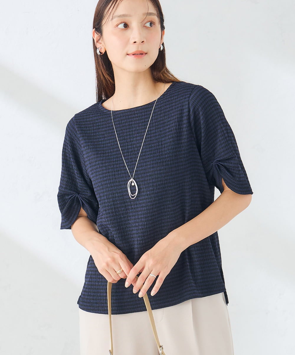 K2KID49039 a.v.v(アー・ヴェ・ヴェ) タックスリーブトップス ネイビー