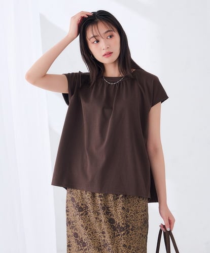 K2KID66035 a.v.v 【接触冷感/UVカット】ギャザーネックフレンチカットソー