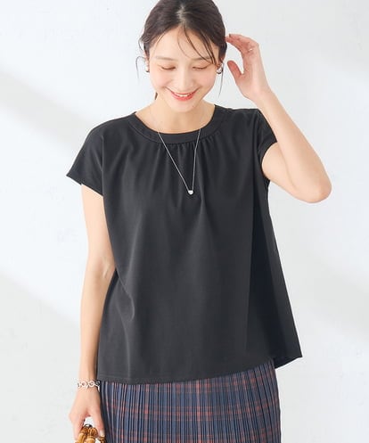 K2KID66035 a.v.v 【接触冷感/UVカット】ギャザーネックフレンチカットソー